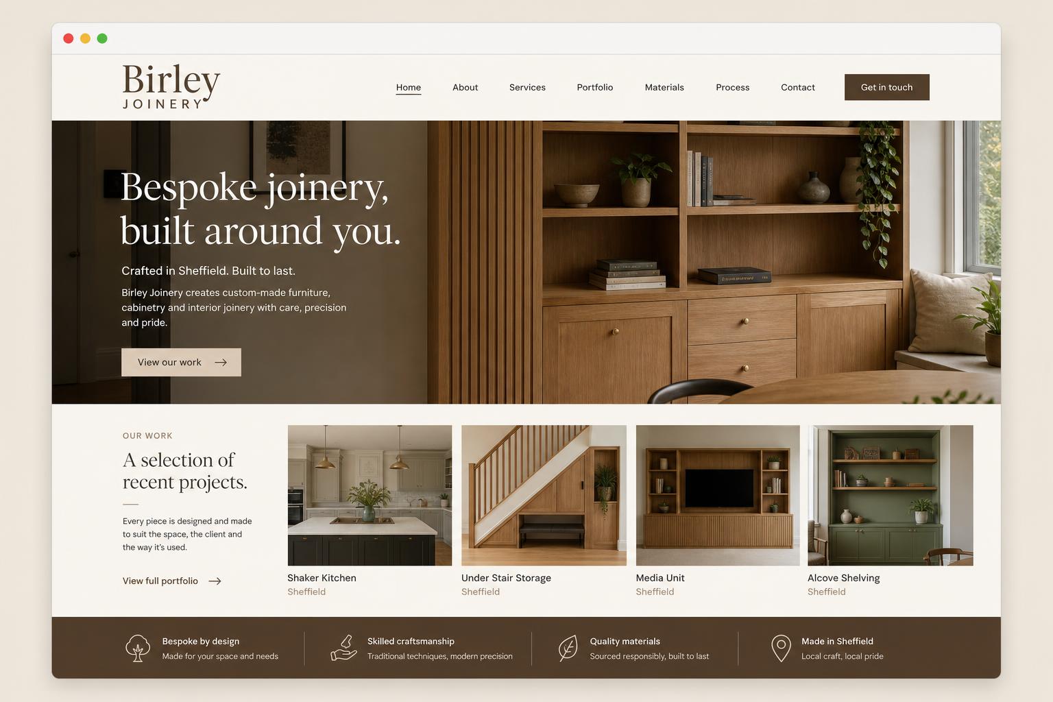 Birley Joinery concept website design